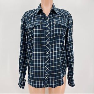 Lucky Brand Blue Plaid Flannel Button Up Shirt Size Medium